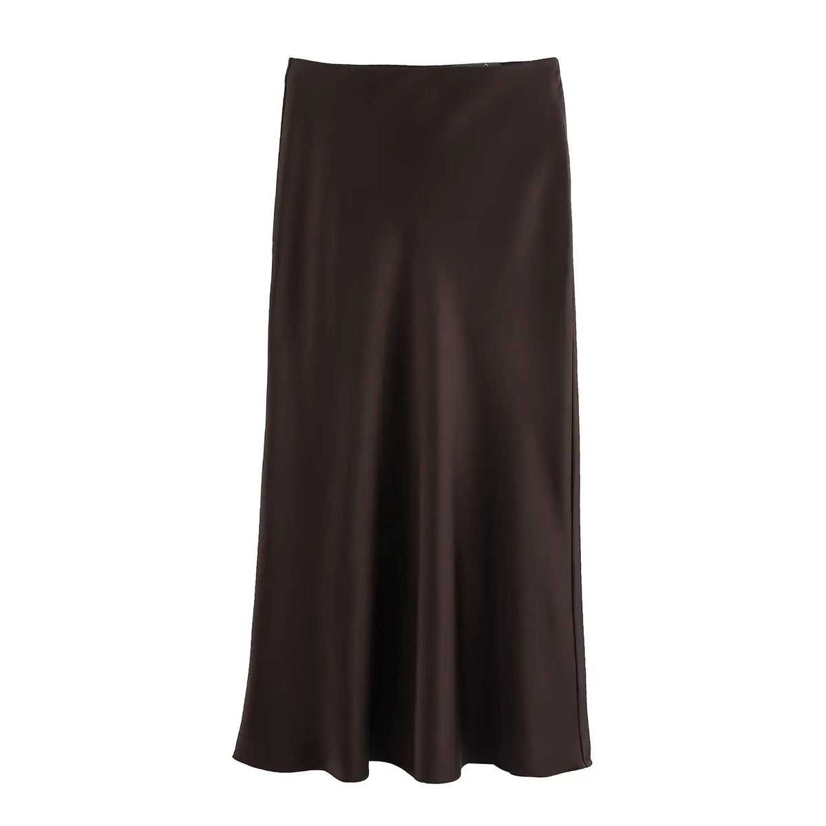 KONDALA Vintage Satin Solid Long Skirts Women High Waist Elastic Silky Skirts Fashion Spring Elegant Straight Skirts