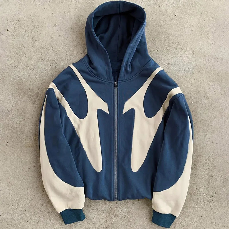American Retro Letter Printed Devil Pattern Hoodie Y2k Harajuku Casual Couple Zipper Hoodies Sweatshirt Fashion Street Clothing
