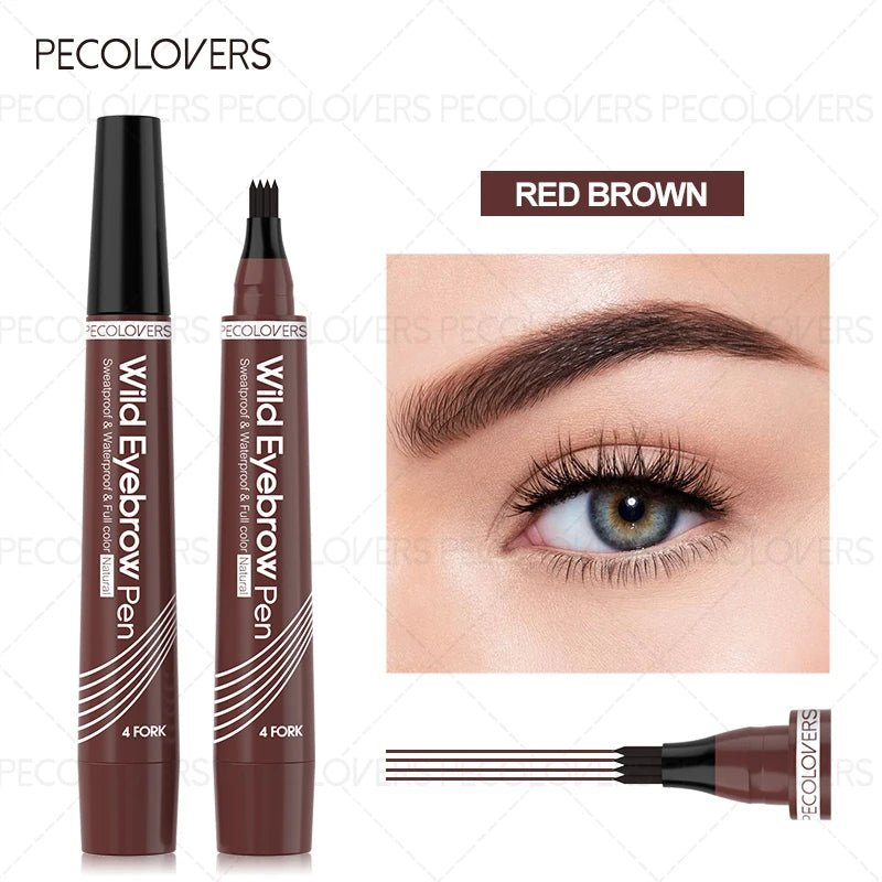4 Fork Eyebrow Pen,Waterproof Smooth,Non-Dyeing Eyebrow Pencil,Fast drying,Long-Lasting Liquid Eyebrow Pen