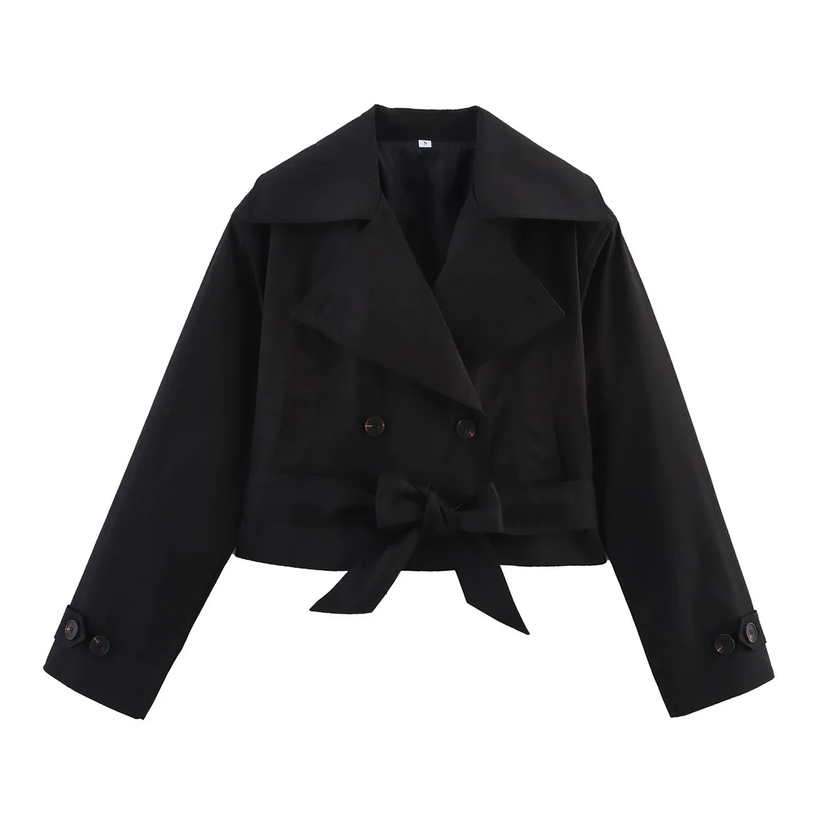 SLTNX New Women's British Wind Trench Coat Style Double-breasted Long Sleeve Belt Lapel Jacket Short Coat