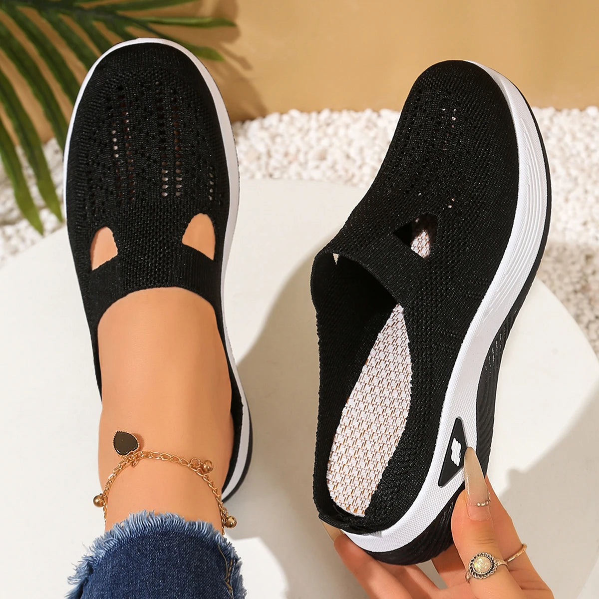Women Shoes Convenient and Comfortable at Home, One Foot with a Vent and Half Slipper Women's Summer Shoes Shoes