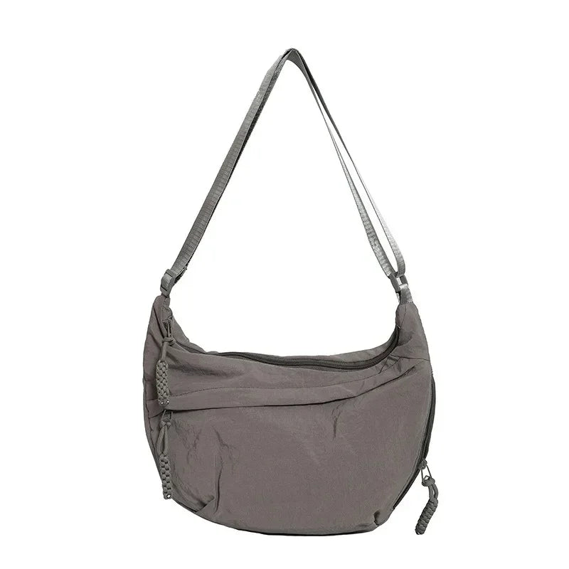 Women'S Simple Solid Color Canvas Dumpling Bag Casual Handbag Personalized Men'S Shoulder Bag Daily Use