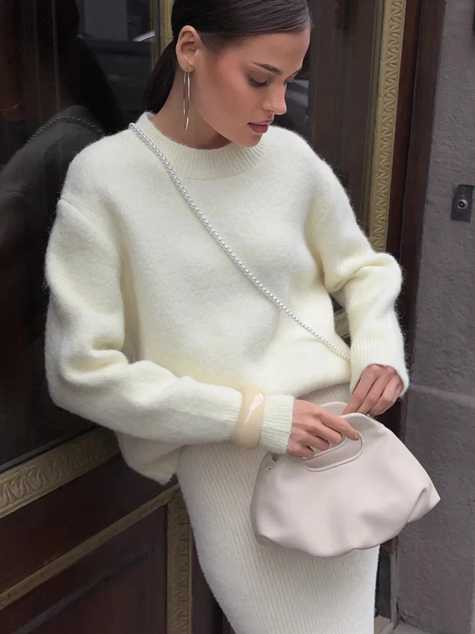 Hirsionsan Basic O Neck Basic Sleeve Sweater Women Oversized Short Knitted Wool Pullover Female Casual Thick Warm Soft Tops