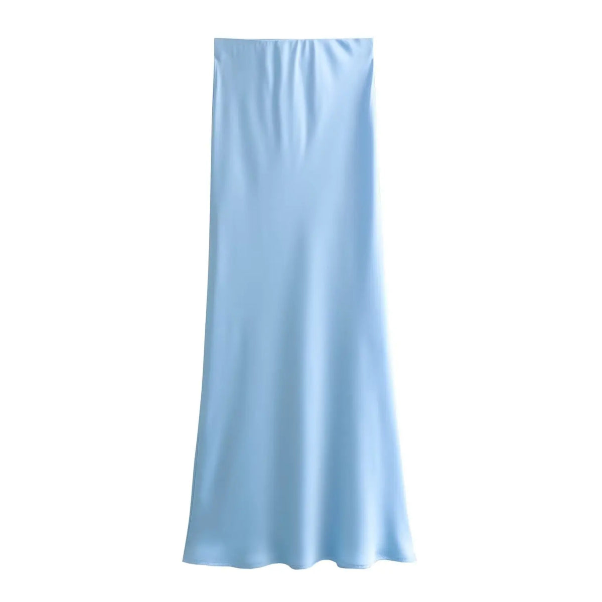 KONDALA Vintage Satin Solid Long Skirts Women High Waist Elastic Silky Skirts Fashion  Spring Elegant Straight Skirts