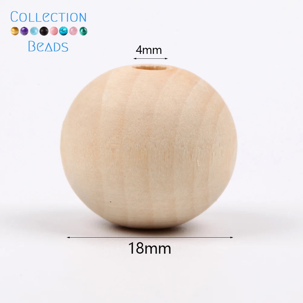 4-50mm 1-1000pcs Natural Wood Beads Round Spacer Wooden Pearl Lead-Free Balls Charms DIY For Jewelry Making Handmade Accessories