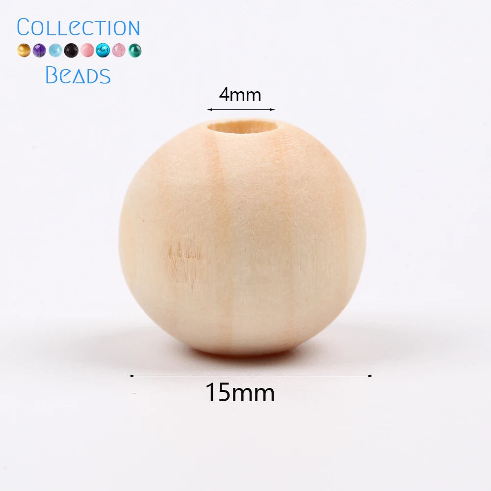 4-50mm 1-1000pcs Natural Wood Beads Round Spacer Wooden Pearl Lead-Free Balls Charms DIY For Jewelry Making Handmade Accessories