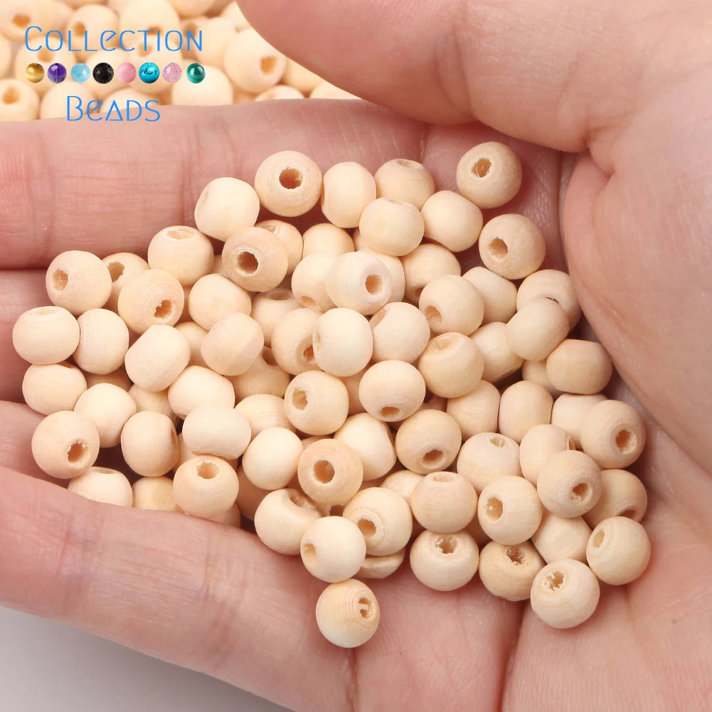 4-50mm 1-1000pcs Natural Wood Beads Round Spacer Wooden Pearl Lead-Free Balls Charms DIY For Jewelry Making Handmade Accessories