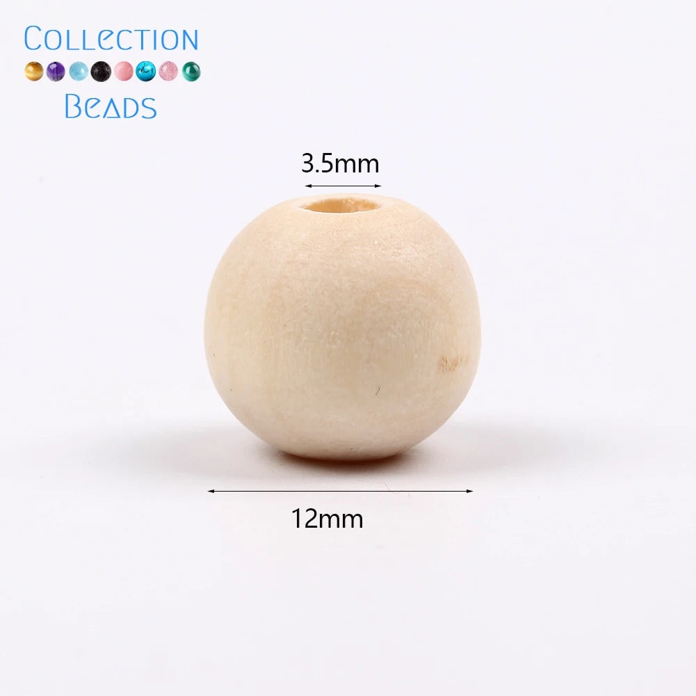 4-50mm 1-1000pcs Natural Wood Beads Round Spacer Wooden Pearl Lead-Free Balls Charms DIY For Jewelry Making Handmade Accessories