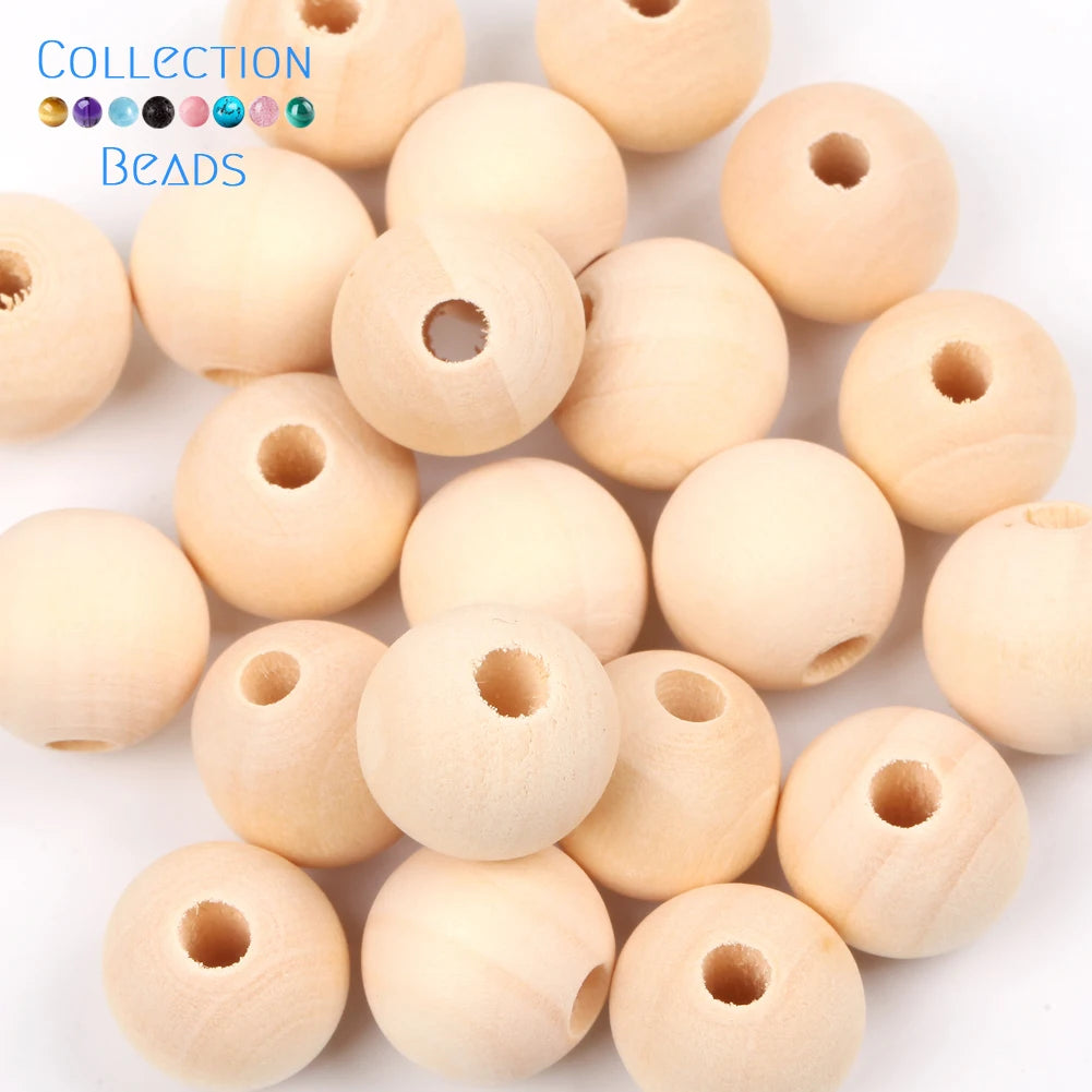 4-50mm 1-1000pcs Natural Wood Beads Round Spacer Wooden Pearl Lead-Free Balls Charms DIY For Jewelry Making Handmade Accessories