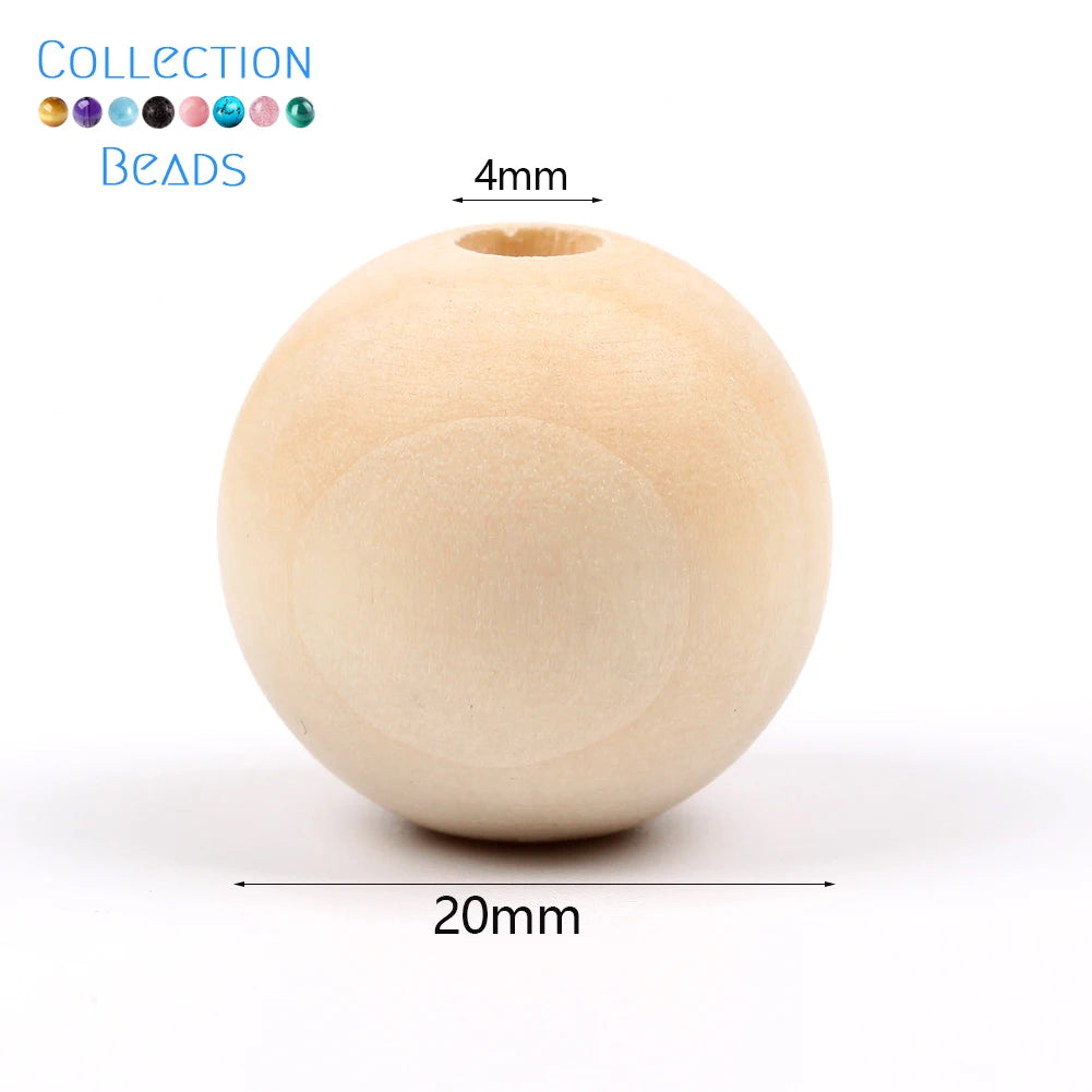 4-50mm 1-1000pcs Natural Wood Beads Round Spacer Wooden Pearl Lead-Free Balls Charms DIY For Jewelry Making Handmade Accessories