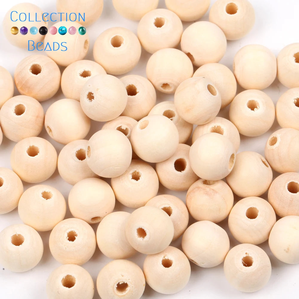 4-50mm 1-1000pcs Natural Wood Beads Round Spacer Wooden Pearl Lead-Free Balls Charms DIY For Jewelry Making Handmade Accessories