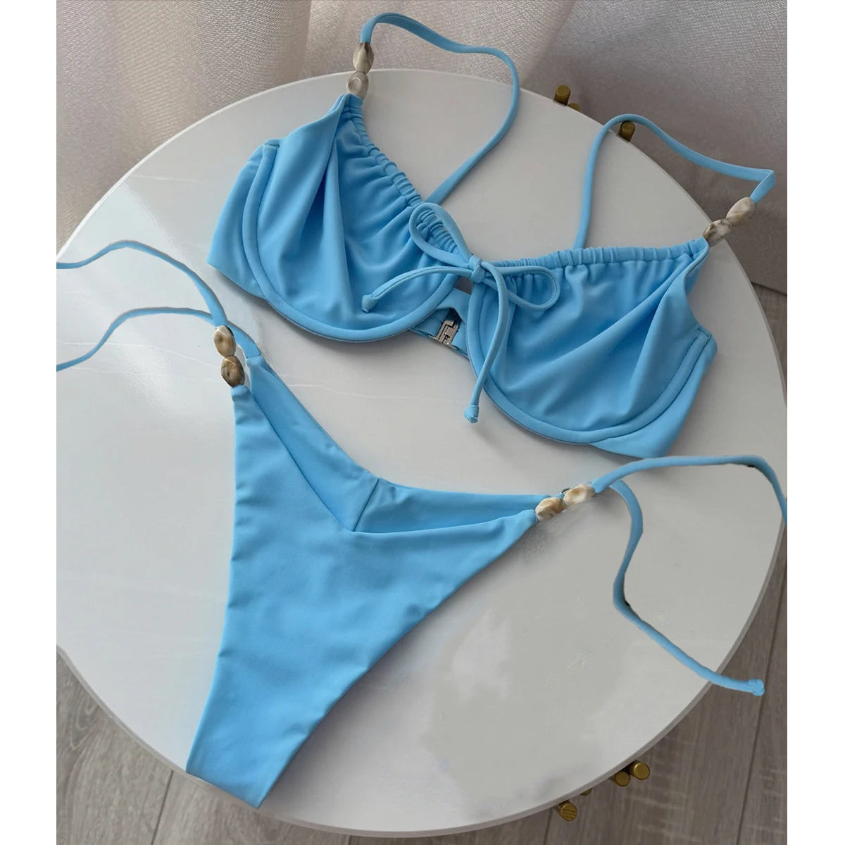 Push Up Bikinis  Sexy Women Swimsuit Swimwear Female Bikini Set Beads Biquini Bathing Suit Dot Swimming Suit Beachwear