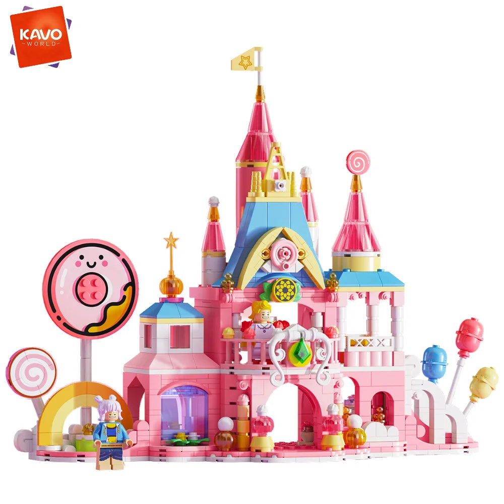 KAVOWORLD 692pcs Candy Fairy Tale Macaron Princess Castle Building Set Detachable STEM Creative Educational Toy Gifts for Girls