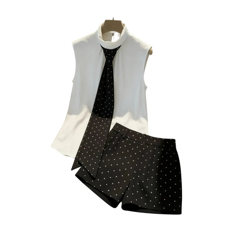 Old Money Tailored Shorts & Vest Matching Set Preppy Style Sleeveless Blouse 2 Piece Co-ord Suit Women Summer Office Casual Outfit