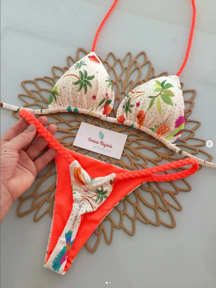 Micro Bikinis  Women Swimsuit New Sexy Swimwear Halter Bikini Set Brazilian Biquini Female Thong Beachwear Party Wear