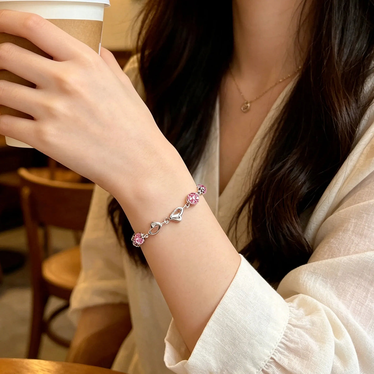 LYEE CYEE 925 Sterling Silver Heart Shaped Bracelet For