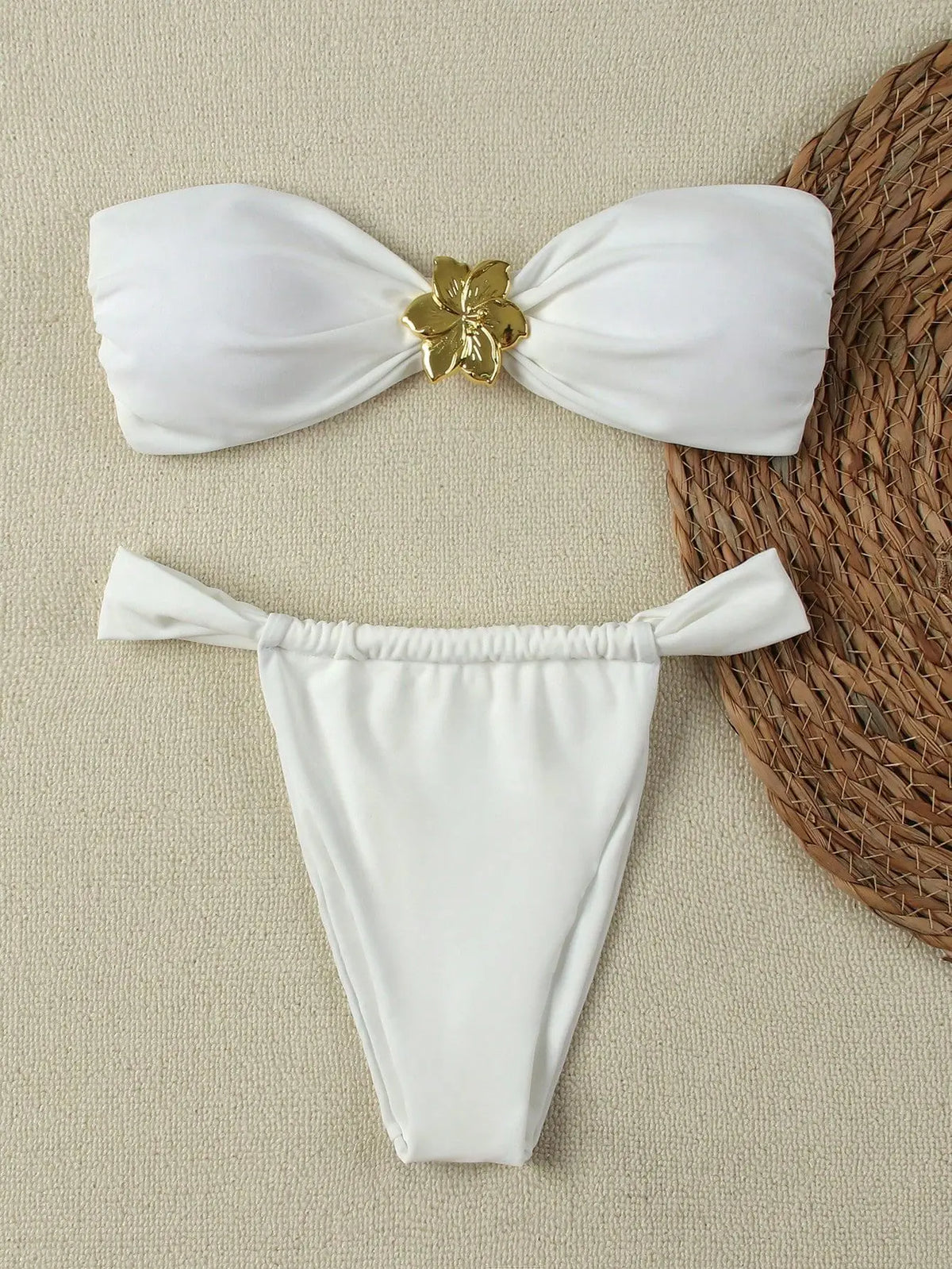 " Sexy Bandeau Push-Up Bikini Set - Brazilian Thong Swimwear for Women"