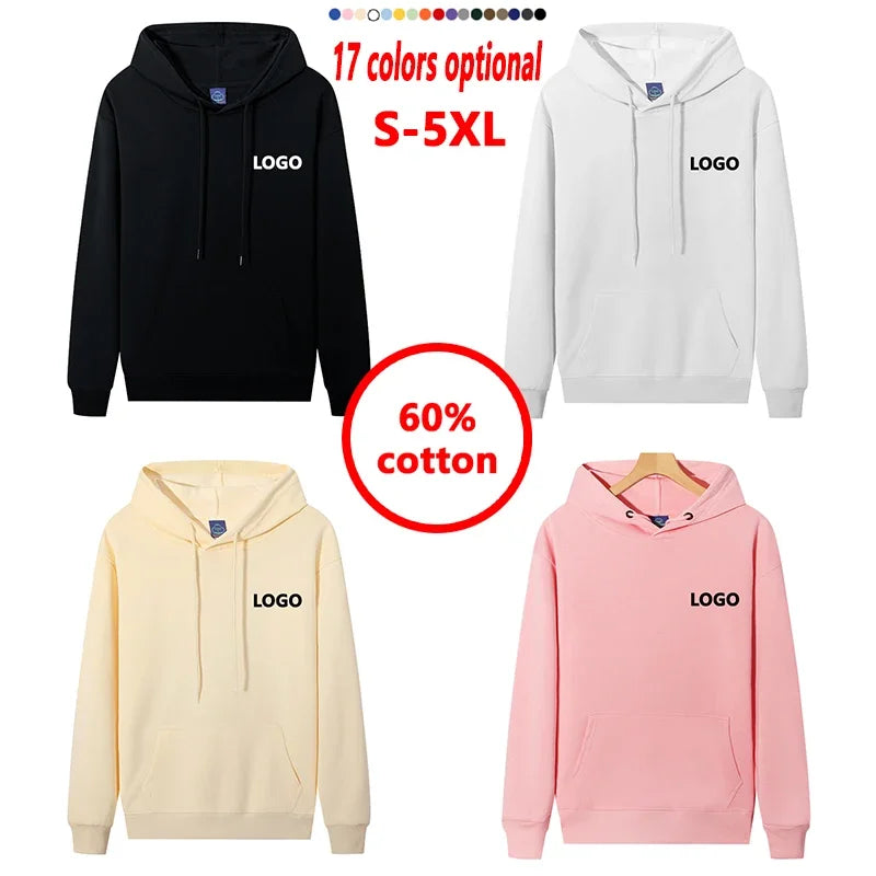 Customized 60% Cotton Hoodie Men Fashion Long Sleeve Sweatshirts Women Personality Printed Streetwear Hoody Pullovers Sudaderas