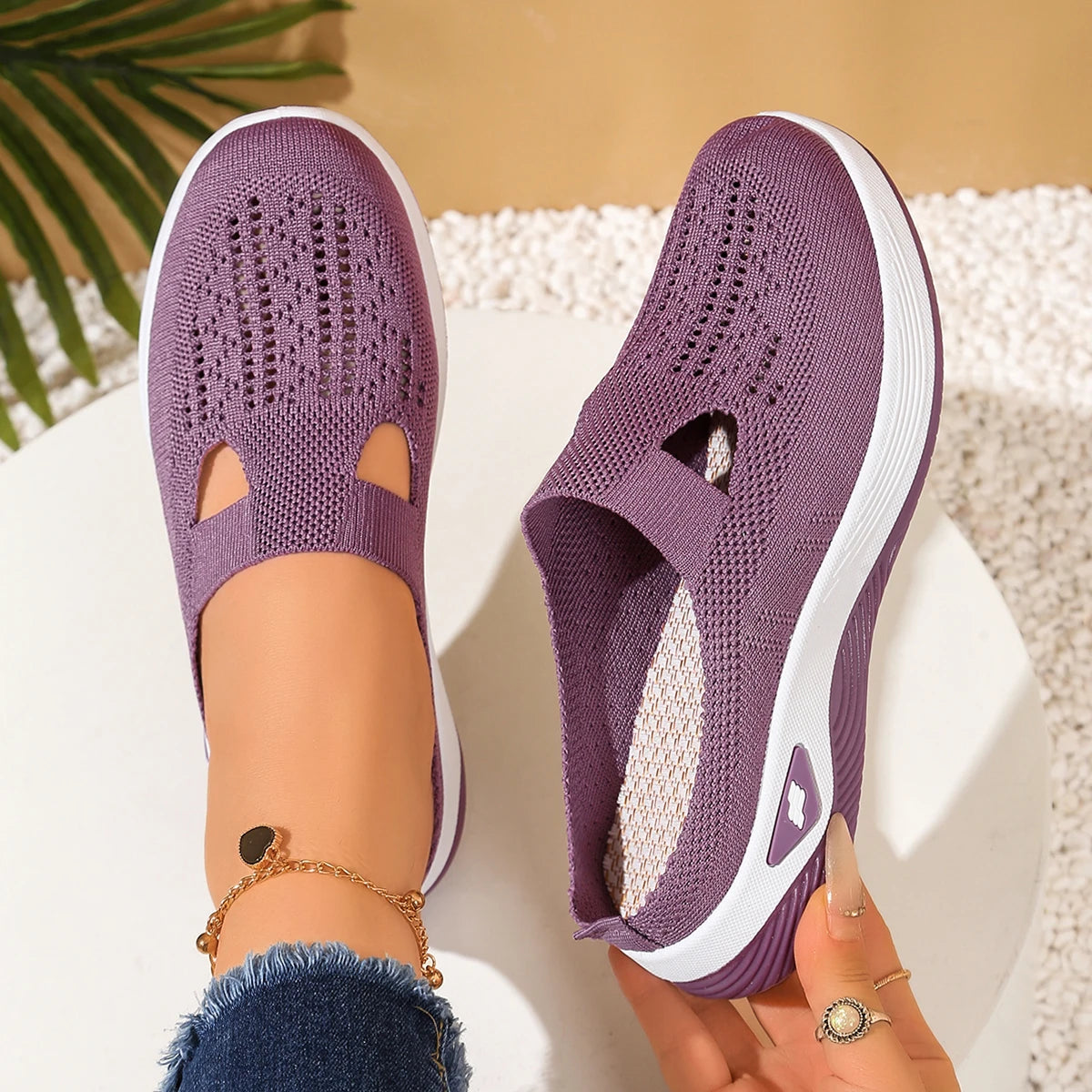 Women Shoes Convenient and Comfortable at Home, One Foot with a Vent and Half Slipper Women's Summer Shoes  Shoes