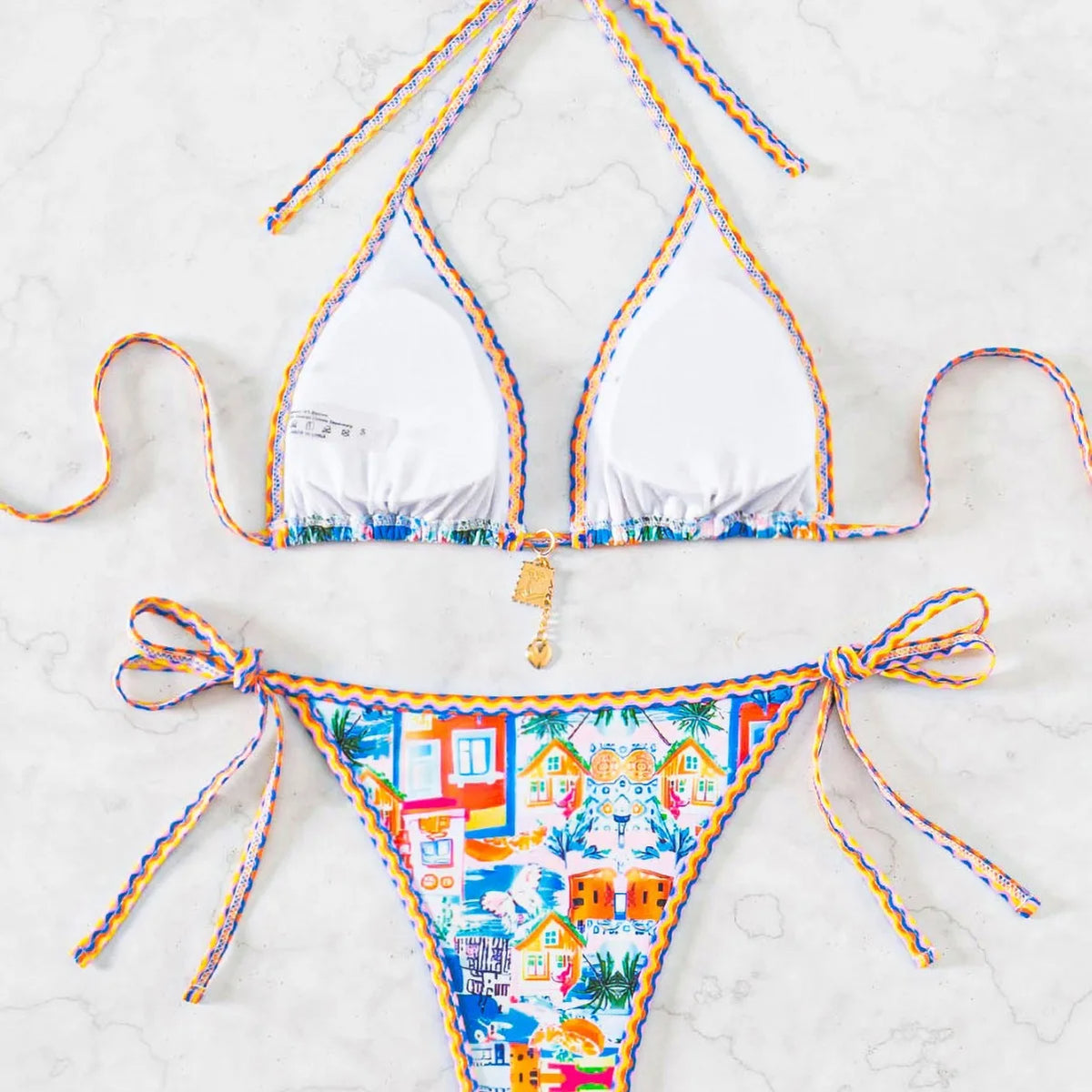 " New Triangle Bikini Set - Floral Print Push Up Swimsuit & Brazilian Bottoms"