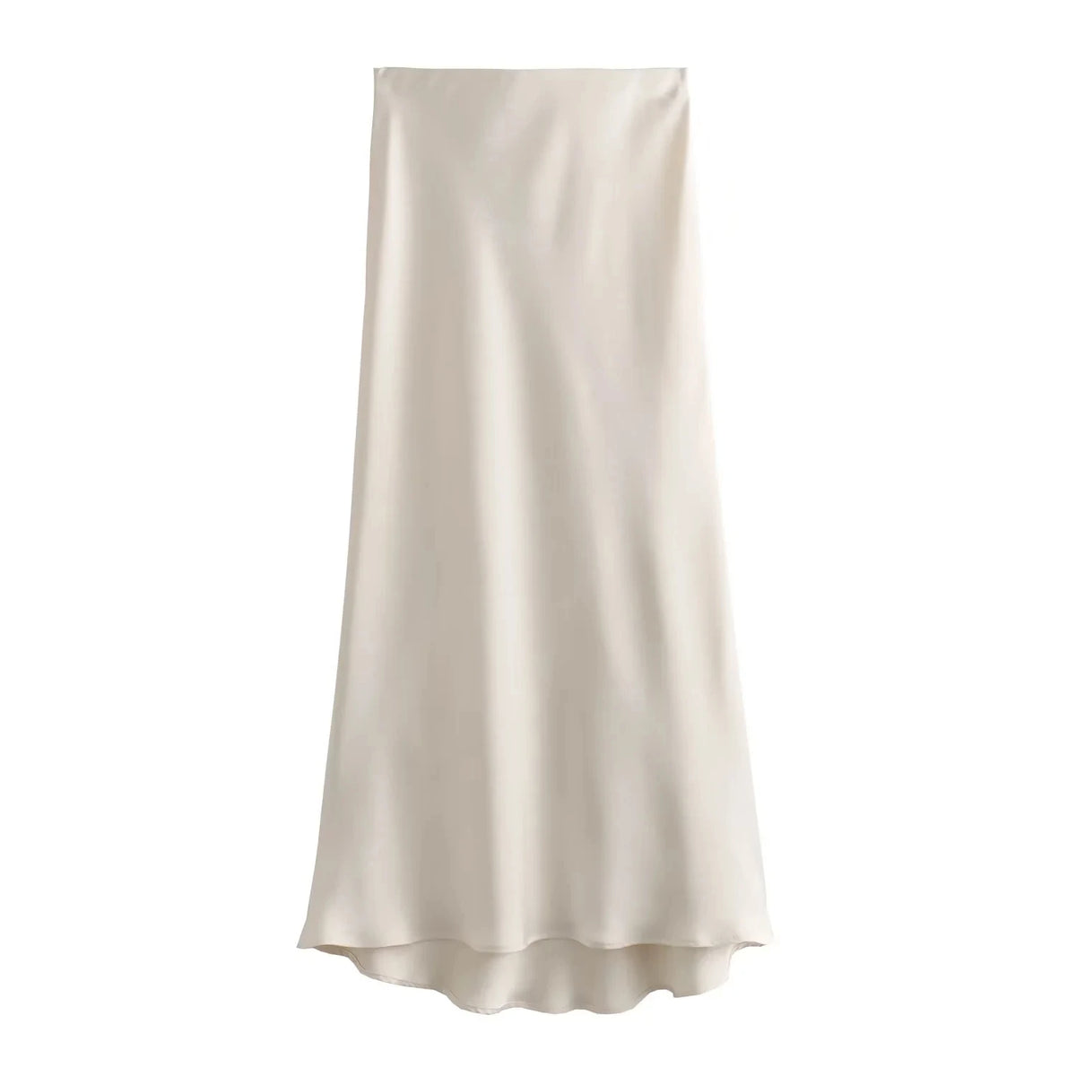 KONDALA Vintage Satin Solid Long Skirts Women High Waist Elastic Silky Skirts Fashion  Spring Elegant Straight Skirts