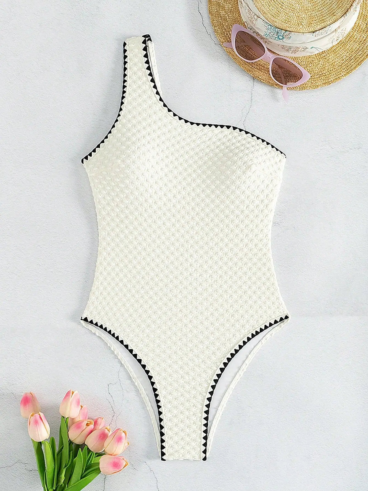 Swimwear White 2 Piece Strapless Swimsuit for Women Sexy Bandeau Backless Bikini Set Lace-up Patchwork Bathing Suit  New