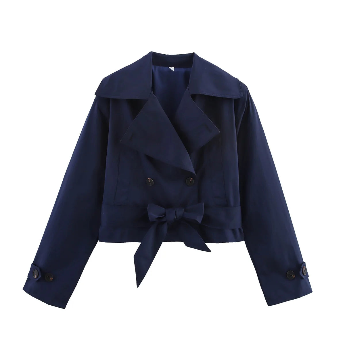 SLTNX  New Women's British Wind Trench Coat Style Double-breasted Long Sleeve Belt Lapel Jacket Short Coat