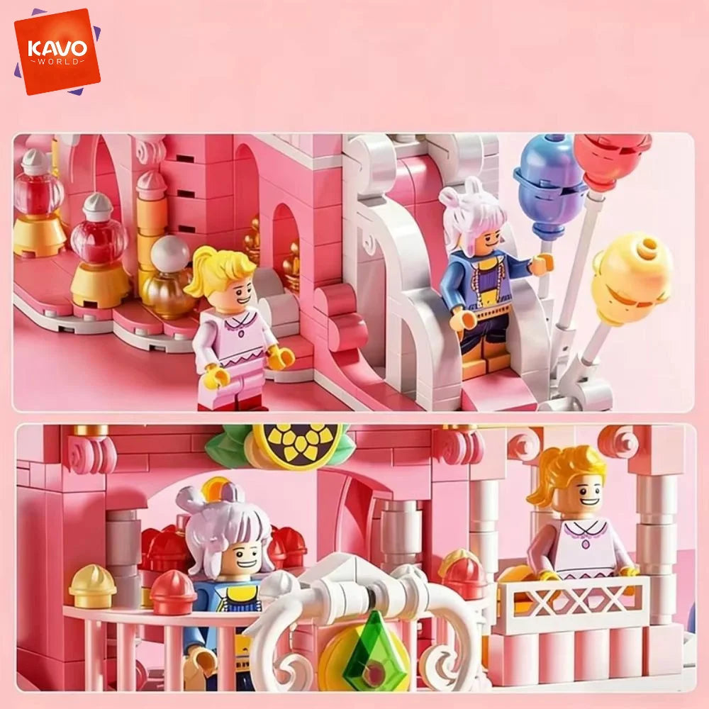KAVOWORLD 692pcs Candy Fairy Tale Macaron Princess Castle Building Set Detachable STEM Creative Educational Toy Gifts for Girls