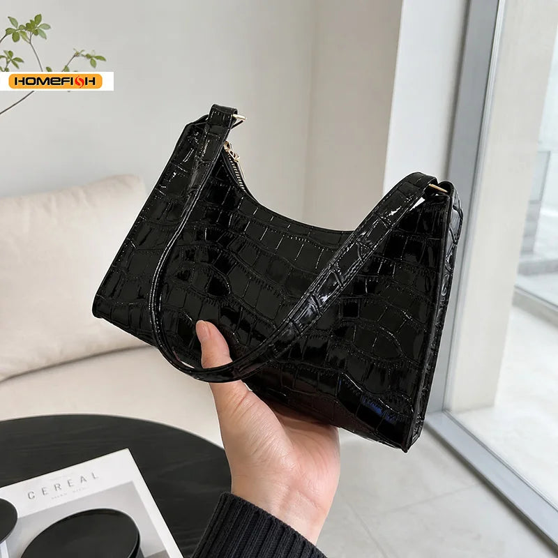 HOMEFISH Fashion PU Leather Women Underarm Bag Alligator Pattern Small Shoulder Messenger Purse