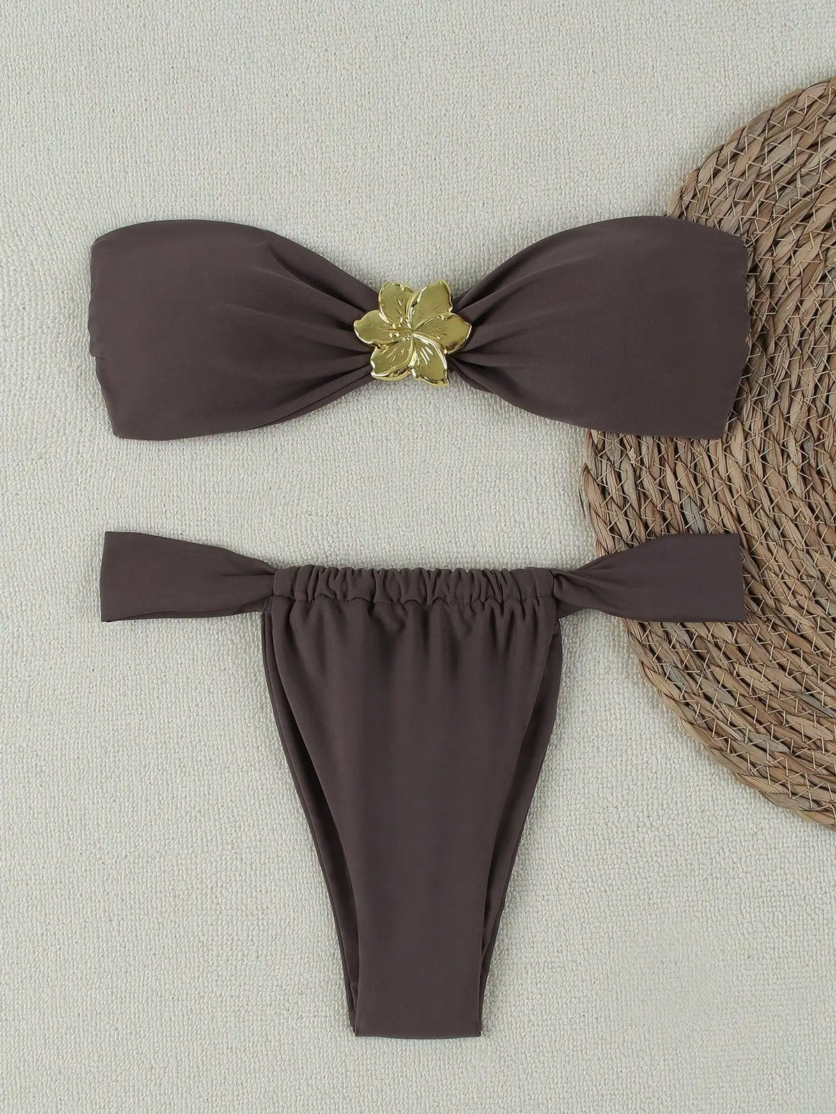 " Sexy Bandeau Push-Up Bikini Set - Brazilian Thong Swimwear for Women"