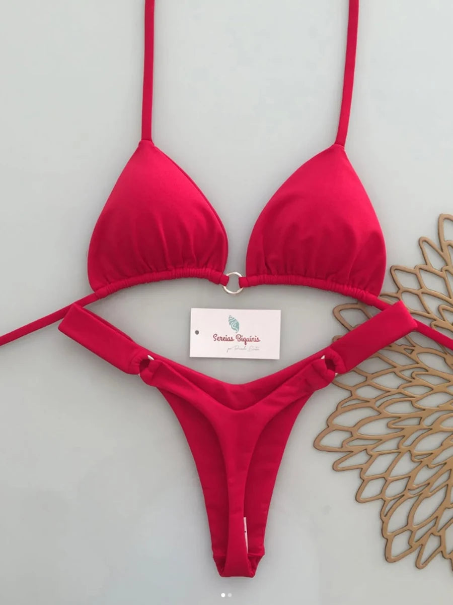 Micro Bikinis  Women Swimsuit New Sexy Swimwear Halter Bikini Set Brazilian Biquini Female Thong Beachwear Party Wear