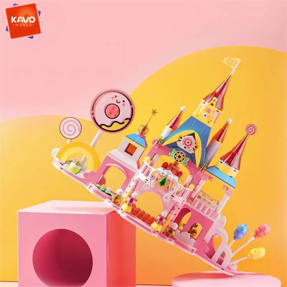 KAVOWORLD 692pcs Candy Fairy Tale Macaron Princess Castle Building Set Detachable STEM Creative Educational Toy Gifts for Girls