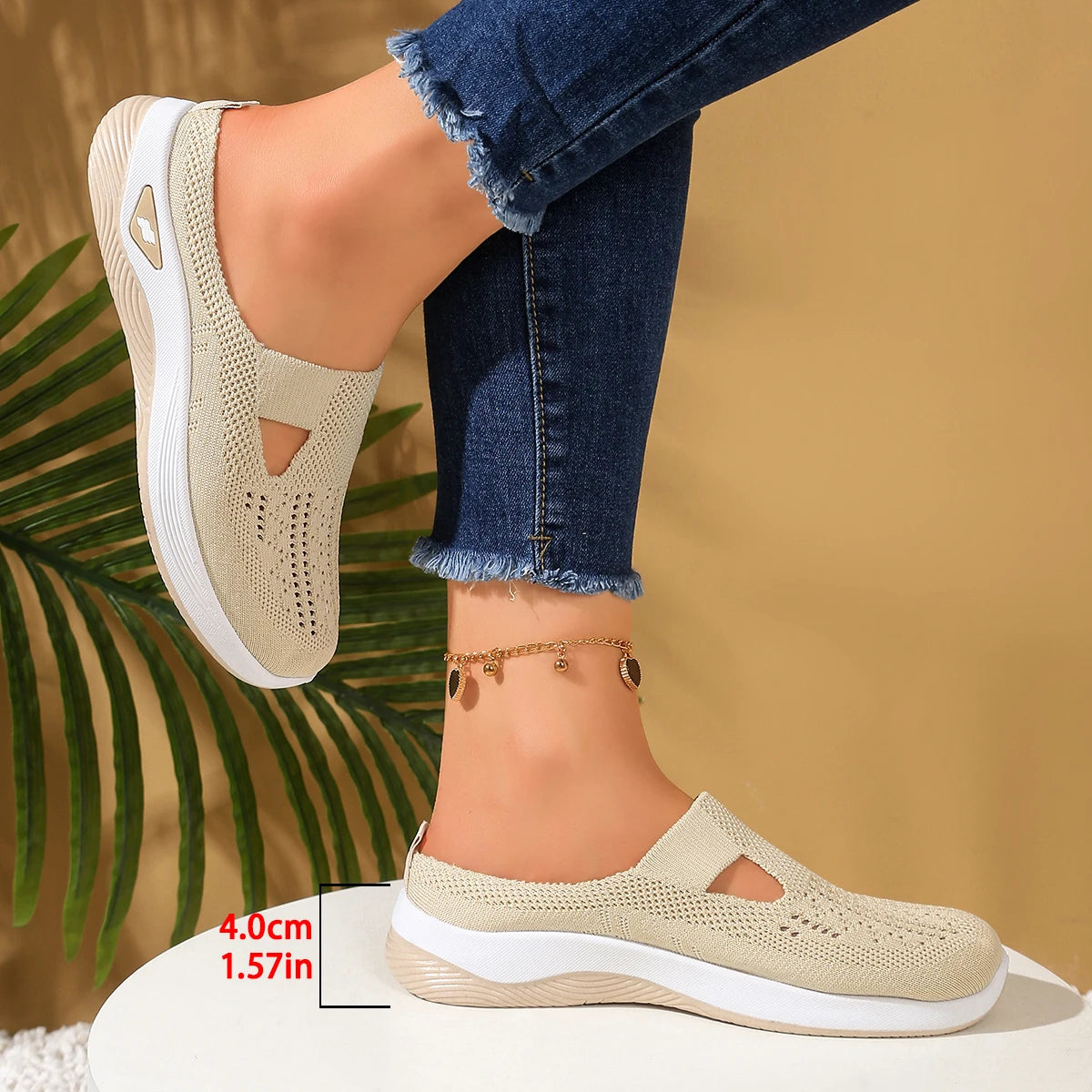 Women Shoes Convenient and Comfortable at Home, One Foot with a Vent and Half Slipper Women's Summer Shoes  Shoes