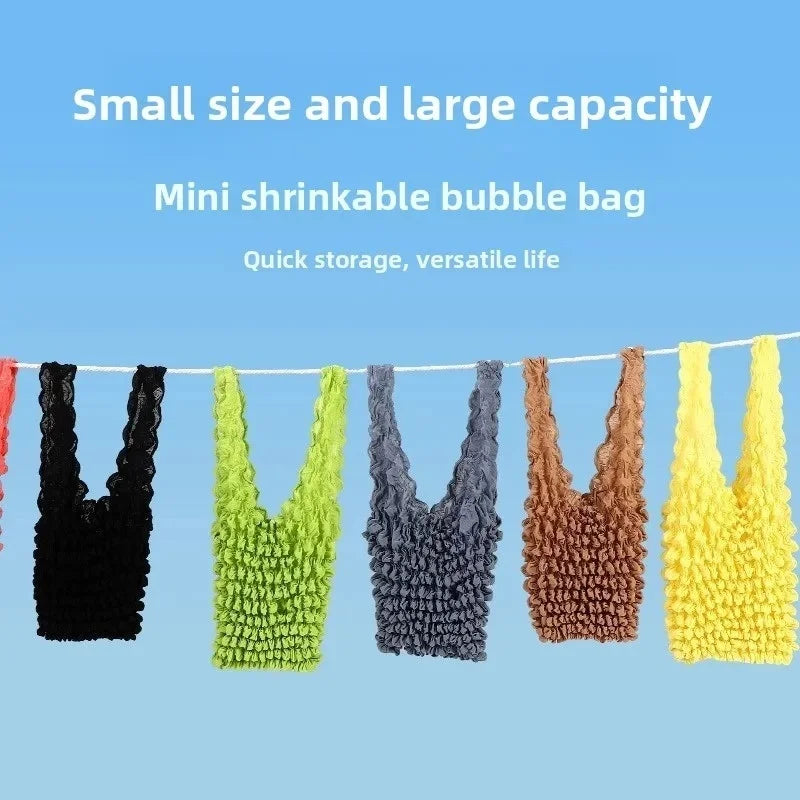 Hedgehog Bag Black Bubble Crepe Textured Shoulder Bag
