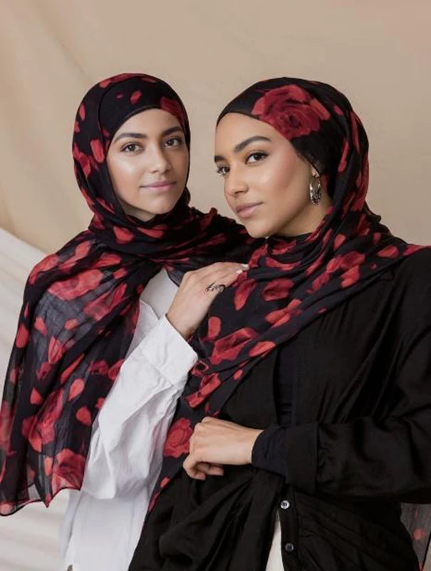 1Pcs Ramadan Hijab Leopard Print Women Bohemian Watercolor Soft Muslim Hijabs Floral Breathable Shawl Wrap Scarf Headscarf Warm