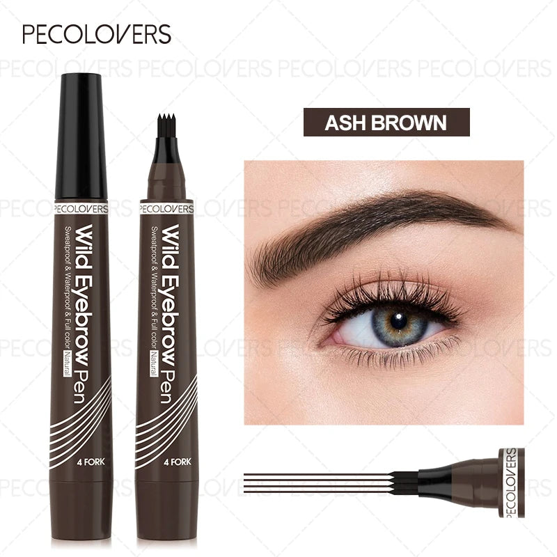 4 Fork Eyebrow Pen,Waterproof Smooth,Non-Dyeing Eyebrow Pencil,Fast drying,Long-Lasting Liquid Eyebrow Pen