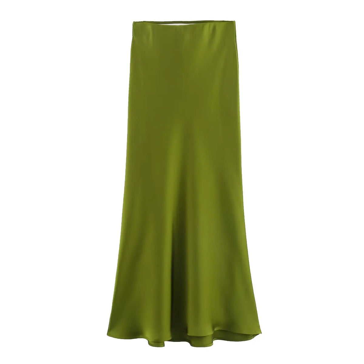 2024 New Women's European And American Style Fashion Silk Satin Texture High Waist Skirt Street Style Elegant Mid-length Skirt