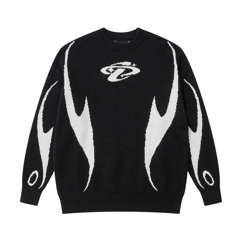 Autumn Winter Women Retro Pullover Sweater Fashion Long Sleeve Star Pattern Y2K Sweater Lady Casual Harajuku Knit Sweater Unisex