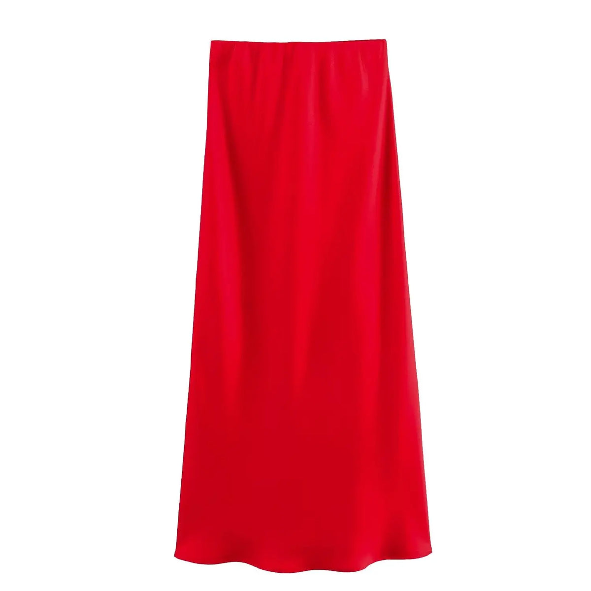 2024 New Women's European And American Style Fashion Silk Satin Texture High Waist Skirt Street Style Elegant Mid-length Skirt