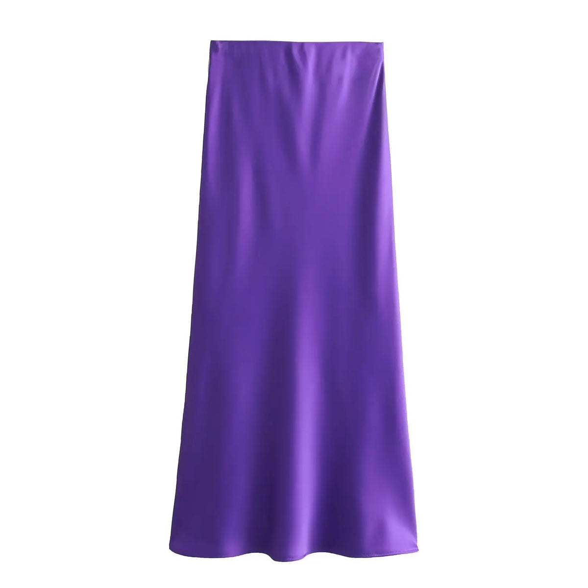 2024 New Women's European And American Style Fashion Silk Satin Texture High Waist Skirt Street Style Elegant Mid-length Skirt