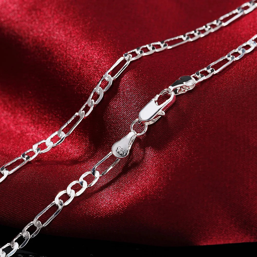 wholesale 925 sterling Silver set 4MM Chain for Men Women Bracelet Necklace Jewelry Lady Christma Gifts Charms Wedding