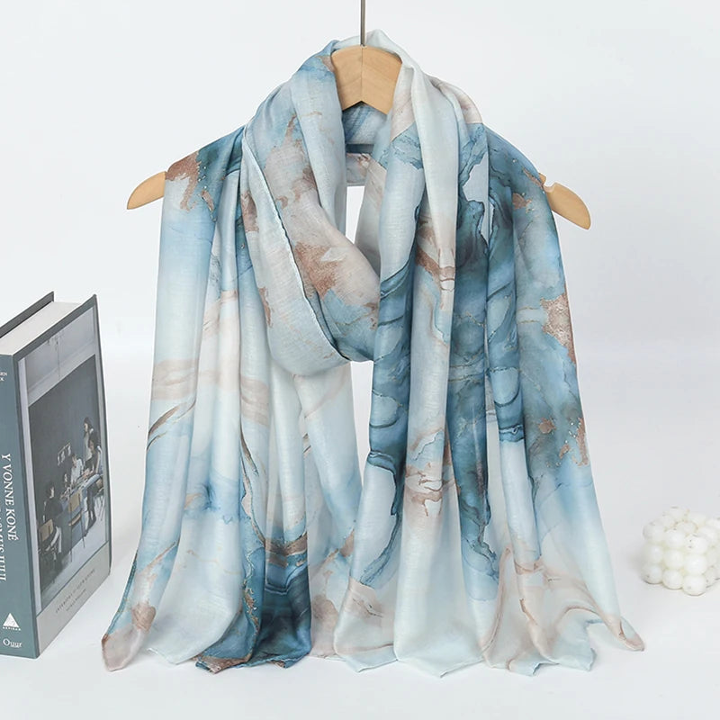 1Pcs Ramadan Hijab Leopard Print Women Bohemian Watercolor Soft Muslim Hijabs Floral Breathable Shawl Wrap Scarf Headscarf Warm