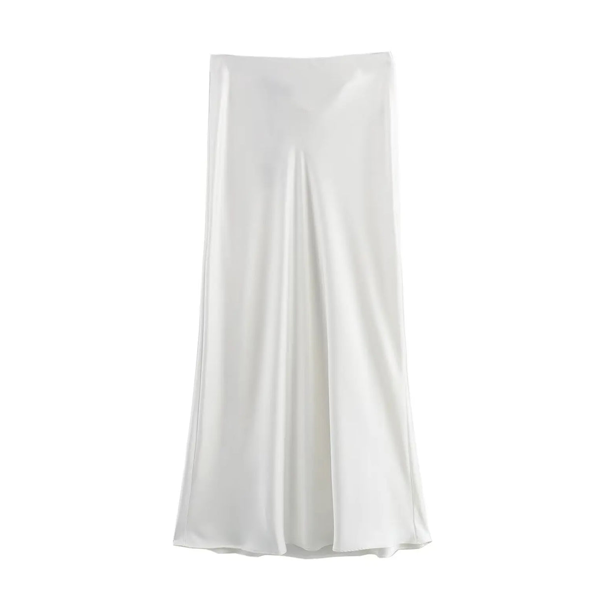 2024 New Women's European And American Style Fashion Silk Satin Texture High Waist Skirt Street Style Elegant Mid-length Skirt