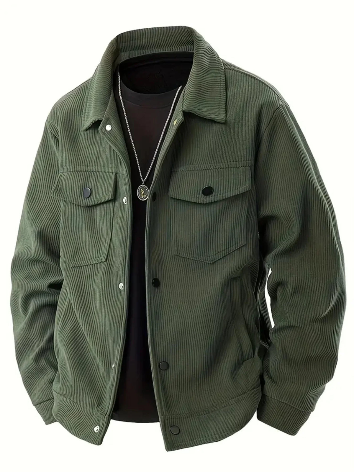 The  New Autumn Corduroy Jacket for Men with a Lapel, Trendy Japanese Style Loose Coat