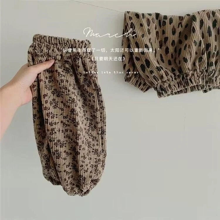 autumn New Girl Children Loose Leopard Casual Pants Baby Fashion Pants Kid Outdoor Cotton Trousers Toddler Girl Clothin Costume