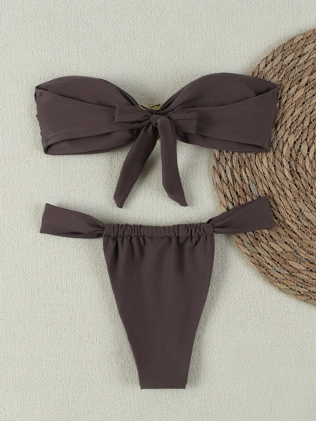 " Sexy Bandeau Push-Up Bikini Set - Brazilian Thong Swimwear for Women"
