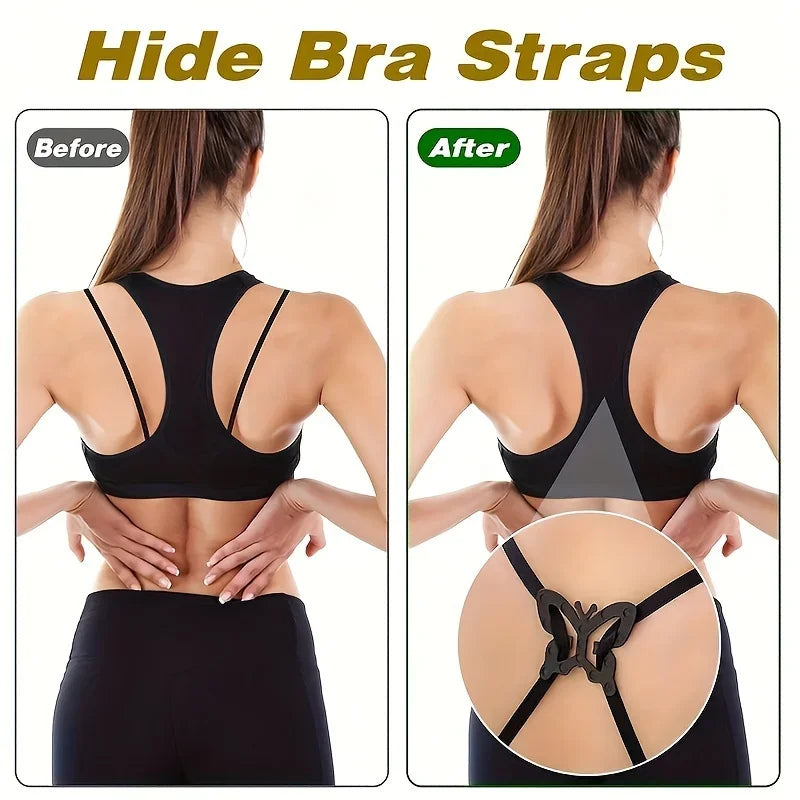4/12Pcs Underwear Anti-Slip Buckle Invisible Bra Buckle Butterfly Heart Shaped Adjustable Shoulder Straps Buckles Intimates Clip