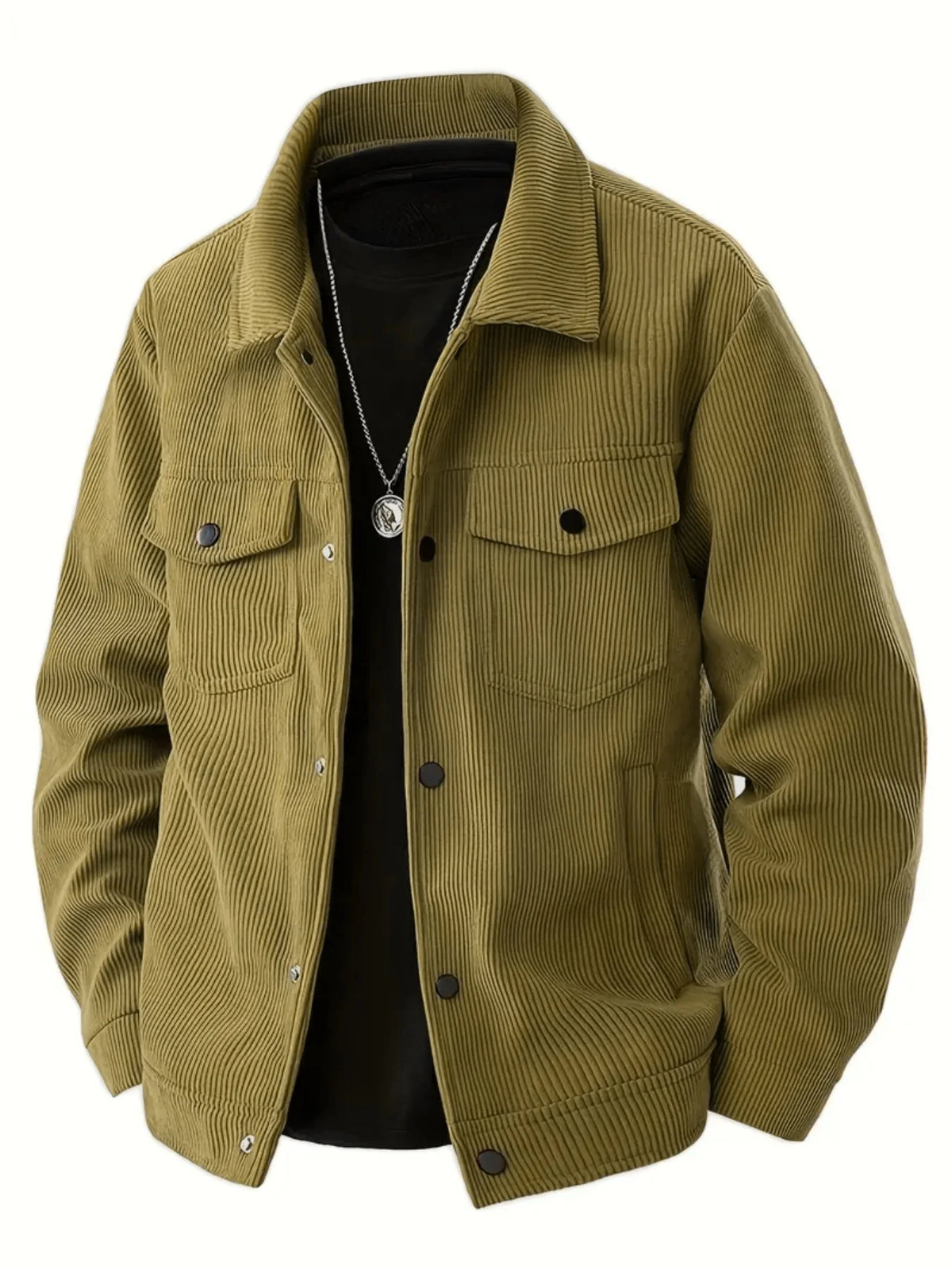 The  New Autumn Corduroy Jacket for Men with a Lapel, Trendy Japanese Style Loose Coat