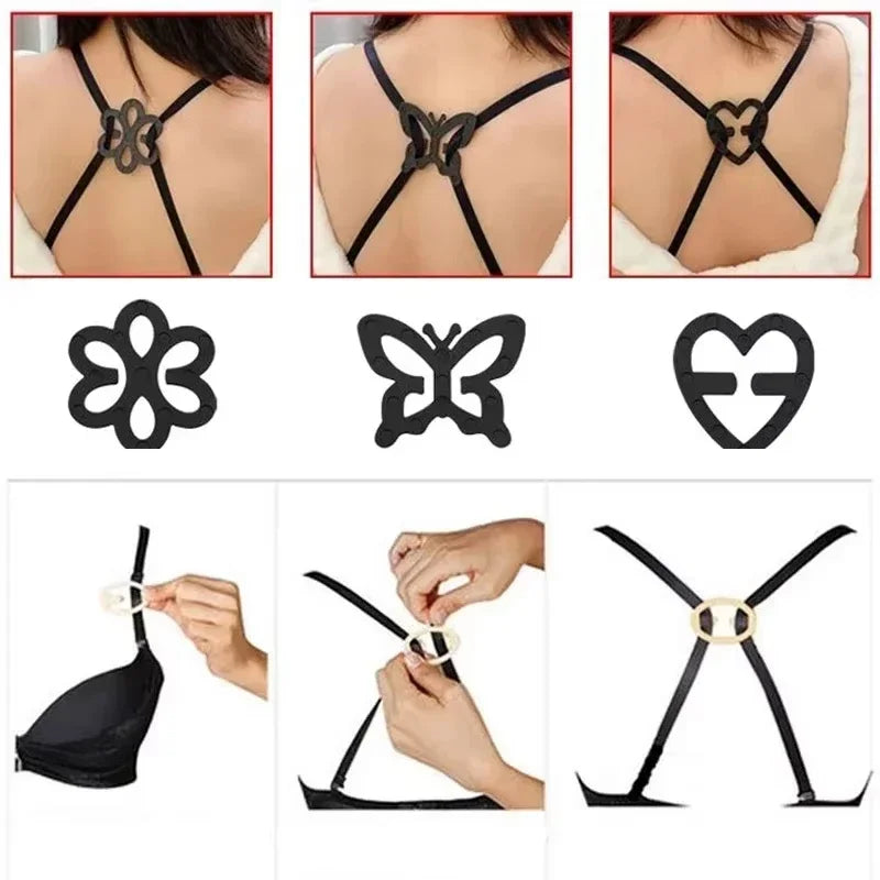 4/12Pcs Underwear Anti-Slip Buckle Invisible Bra Buckle Butterfly Heart Shaped Adjustable Shoulder Straps Buckles Intimates Clip