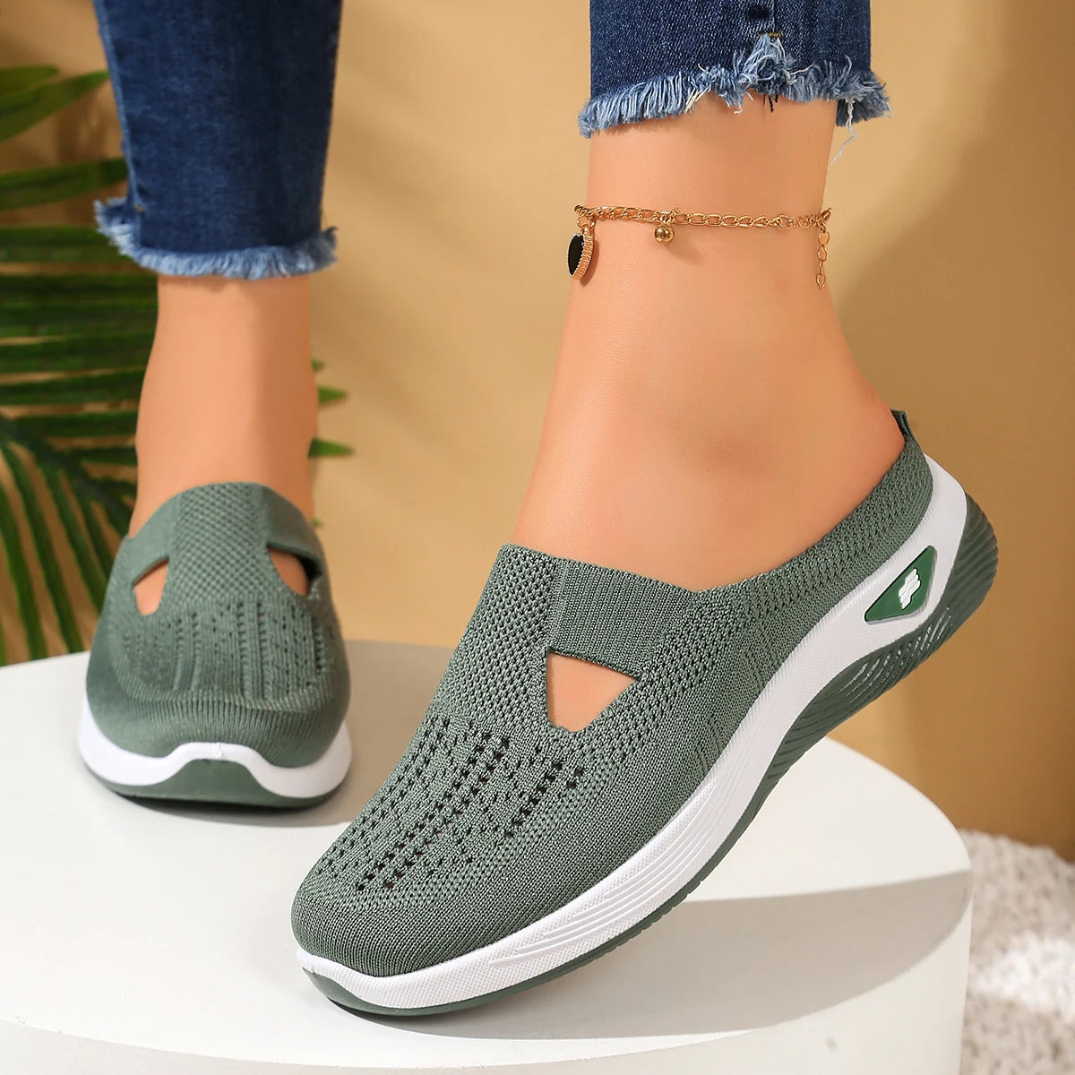 Women Shoes Convenient and Comfortable at Home, One Foot with a Vent and Half Slipper Women's Summer Shoes  Shoes